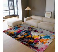 WEECHAINGE Colorful Animal Print Rug 120x180 Graffiti Dog Carpet & Home Decor Modern Ink Splatter Art Washable Area Rugs for Living Room Bedroom Non Slip & Low Pile Indoor Floor Mats