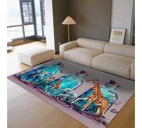WEECHAINGE Fantasy Style Rug 120x150cm Visual Illustration Nursery Rugs Glass Bottle Giraffe Elephant Dream Scene Carpet Soft Cozy Area Rug with Non-slip Backing Carpets for Porch Office Living Room