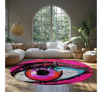 WEECHAINGE Graffiti Eye Area Rug Bold Pink Pop Art Round Carpet Washable Abstract Colorful Eyeball Design Circle Accent Rug for Bedroom Teen Room 80cm
