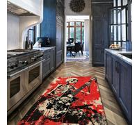 WEECHAINGE Graffiti Floor Carpet Extra Large Living Room Area Rug for Laundry Kitchen Bedroom Skeleton Playing the Guitar Soft Non Shedding Hallway Washable Red 120x180cm