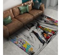 WEECHAINGE Graffiti Rugs Bedroom for Boys 200x300cm - 3D Print Cute Boys Open Curtain Gray Carpet Street Art Home Decor Non Slip Large Rug for Living Room Washable Non Shedding Low Pile Area Rug