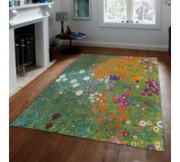 WEECHAINGE Gustav Klimt Area Rugs for Living Room 180x270cm Flower Garden Bedroom Rugs Large for Bedroom Kitchen Office Living Room Decor Washable Meadow Soft Vintage Floor Carpet Non Slip
