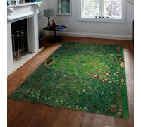 WEECHAINGE Gustav Klimt Flower Field Washable Rugs for Living Room Large Green Area Rug for Bedroom Non Slip Soft Short Pile Floor Carpet 120x180cm for Kitchen Dining Room Garden Floral