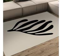 WEECHAINGE Henri Matisse Abstract Leaf Rugs 180x240cm Living Room Washable Area Rugs for Bedroom with Non-slip Backing Minimalist Silhouette Floor Carpets for Bedroom Hallway Dinning Room Decor Black