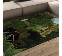 WEECHAINGE Henri Rousseau Area Rug 60x120cm Runner Non Slip Backing Low Pile Lightweight the Merry Jungle Gorilla Monkeys Kitchen Rug Green Washable Rugs for Kitchen Hallway Entryway