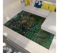 WEECHAINGE Henri Rousseau Area Rug for Bedroom 90x150cm Woman Walking in Forest Washable Rugs Tropical Jungle Anti-Slip Area Rugs Soft Low Pile Rug for Living Room Dining Room