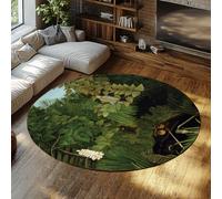 WEECHAINGE Hidden Monkeys Jungle Round Washable Rugs 160cm Stain Resistant Soft Low Pile Lightweight Circle Rug for Entryway Tent Fireplace Hearth Cozy Nook Tropical Rainforest Carpet