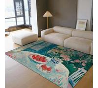 WEECHAINGE Impressionist Style Rug 200x300 Strawberry Floral Still Life Modern Rugs for Living Room Garden View Outside the Window Aesthetic Art Decor Area Rug Soft Cozy Carpet for Balcony Study