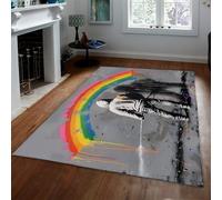 WEECHAINGE Large Rugs for Living Room 120x150cm Urban Graffiti Rainbow Street Art Washable Area Rugs for Bedroom Non Slip Banksy Carpet Soft Short Pile Kitchen Rug for Dining Room Office Decor