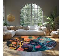 WEECHAINGE Machine Washable Round Kids Rugs Non-Slip Abstract Cosmic Ocean Boho Circle Floor Bedside Rug for Kids Low Pile Room Carpet for Living Room Bedroom Dining Room & Nursery 150cm