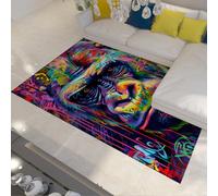 WEECHAINGE Machine Washable Rugs 180x240cm Graffiti Banksy Living Room Rug Large Colourful Gorilla Street Art Area Rugs for Bedroom Anti Slip Soft Low Pile Carpet Modern Area Rug Home Decor Office