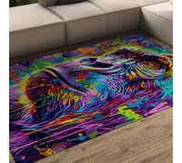 WEECHAINGE Machine Washable Rugs for Living Room 100x150cm Colourful Neon Graffiti Gorilla Art Print Rug Large Area Rugs for Bedroom Dining Room Office Anti Slip Area Rug Colorful Game Room Carpet