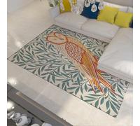 WEECHAINGE Machine Washable Rugs William Morris Green Leaf Birds Area Rug 60x120cm Low Pile Anti-Slip Carpet with Botanical Print Pattern for Living Room Bedroom Home Office Indoor