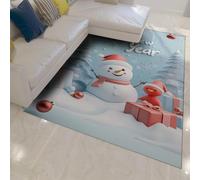 WEECHAINGE Merry Christmas Door Mat Rug 120x180cm Winter Snowman New Year Accent Area Rugs Non Slip Washable Thin Carpet for Kitchen Hallways Home Decor