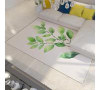 WEECHAINGE Modern Botanical Leaf Rugs Living Room 60x90cm Soft Large Rug for Bedroom Thin Carpet Non Slip Short Pile White & Green Watercolour Leaves Design Area Rugs Home Decor