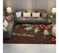 WEECHAINGE Modern Watercolor Art Decor Area Rug Green Holly Leaves Merry Christmas Rugs 200x300cm Soft Washable Thin Carpet for Living Room Dining Room Kitchen