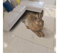 WEECHAINGE Nursery Rug 160x200 Farmhouse Animal Rabbit Area Rug for Living Room Sketch Bunny 3D Printed Art Decor Rugs Low Pile Non Slip Easy to Clean Indoor Carpet for Studio Apartment Dorm