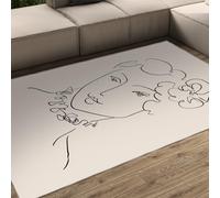 WEECHAINGE Picasso Line Woman Portrait Art Print Washable Area Rug 180x240cm Modern Abstract Black and White Rug Low-Pile Carpet Non-shedding for Hallway Entryway Living Room Bedroom Office