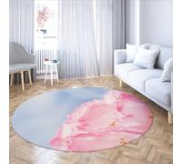 WEECHAINGE Pink Blossom Cloud Round Rug Living Room Soft Pastel Floral Non-slip Carpet Romantic Blooming Flower Design for Bedroom or Girls’ Room 120cm