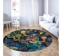 WEECHAINGE Psychedelic Round Rug with Abstract Ocean Face Art Soft Washable Low Pile Area Carpet Anti-Slip Creative Circle Mat for Floor Decor 80cm
