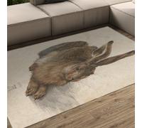 WEECHAINGE Rabbit Rug 120x150 Vintage-Style Animal Patterned Area Rugs for Bedroom Famous Paintings Printed Floor Mat Soft Washable Non Slip Indoor Carpet for High Traffic Area Living Room Home Decor