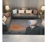 WEECHAINGE Rene Magritte Machine Washable Rugs Living Room 80x150cm Surreal Art Giant Eyeball Head Print Soft Short Pile Large Area Rugs for Bedroom Kitchen Burning Fire Carpet Non Slip Rug