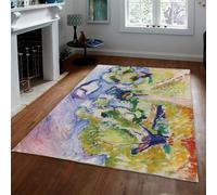 WEECHAINGE Rugs 180x270cm Living Room Green Small Abstract Landscape Area Rugs for Bedroom Machine Washable Brushstroke Path Trees Bedroom Carpet Soft Short Pile Non Slip for Living Room Dining Room