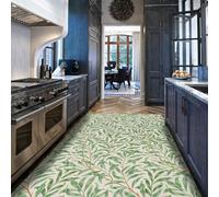 WEECHAINGE Sage Green Botanical Rugs 200x300cm Living Room William Morris Washable Rug Boho Leaf Rugs for Bedroom Thin Dining Room Carpets for Kids Room Nursery Playroom Bathroom