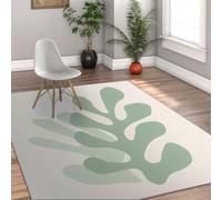WEECHAINGE Sage Green Washable Rugs 100x150cm Living Room Abstract Leaf Print Area Rugs for Bedroom Soft Short Pile Non-slip Minimalist Botanical Large Carpet for Living Room Dining Room