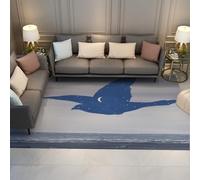 WEECHAINGE Surreal Night Bird Area Rug 160x230cm Blue Seagull & Moon by the Sea Rene Magritte Abstract Living Room Carpet Soft Low Pile Large Floor Rugs for Office Classroom Nursery
