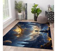 WEECHAINGE Universe Planets Carpet for Teen Boys Nursery 3D Outer Space Mysterious Starry Sky Bedroom Rug Washable Indoor Floor Area Rugs Washable Non-slip Rug for Living Room Bedside 180x240cm