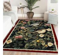 WEECHAINGE Victorian Style Rug 60x90cm Dark Gothic Floral Pattern Area Rugs for Living Room Bedroom Botanical Leaf Print Machine Washable Rugs Oriental Exotic Soft Low Pile Non-slip Carpet Home Decor