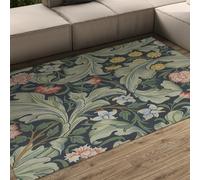 WEECHAINGE Vintage Sage Green Flower Area Rug William Morris Washable Living Room Rug 180x240cm for Entryway Non-slip Stain Resistant Carpet for Bathroom Laundry Bedroom Kids Room