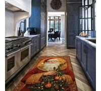 WEECHAINGE Vintage Traditional Santa Claus Rug 140x200cm Nostalgic Christmas Festive Decor Area Rugs Non Slip Low Pile Carpet for Living Room Entryway