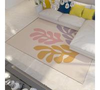WEECHAINGE Washable Rugs 90x150cm for Living Room Beige Modern Abstract Leaf Rug Non Slip Large Bedroom Rug Low Pile Boho Cut-Out Foliage Print Carpet for Kitchen Dining Room Office Nursery