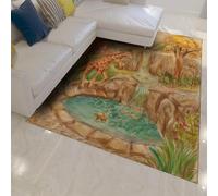 WEECHAINGE Washable Rugs Living Room 60x120cm Nursery Rug Park Giraffe Cartoon Pattern Design Area Rugs for Bedroom Soft Low Pile Non-slip Large Carpet for Living Room Dining Room Laundry