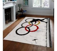 WEECHAINGE Washable Rugs Living Room Modern Urban Graffiti Area Rugs Non Slip Banksy Colorful Rings Print Rug Soft Short Pile Area Rug for Bedroom Large Living Room Carpet Stain Resistant 140x200cm
