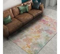 WEECHAINGE Washable Watercolor Leaf Rug 100x150cm Abstract Leaves Pattern Design Area Rugs for Bedroom Living Room Non Slip Soft Low Pile Carpet Home Decor