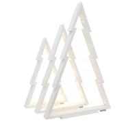 WEECO Christmas Decoration Set of 3 Wooden Christmas Tree with LED Lighting. Christmas Decoration for Outdoor and Indoor Use. Handmade XLL Christmas Ornaments with Heights of 113, 90, 78 cm, White