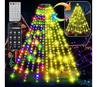 Weecrestar 2.5M 30+ Modes Coated Christmas Tree Lights Indoor with Remote - 12 Lines 348 LED, Timer Dimmable Outdoor Waterproof Cascading Twinkle Light Ring for 2.3 2.4 2.5 2.6 2.7 M Xmas Tree