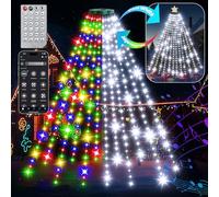 Weecrestar 2M 30+ Modes Coated Christmas Tree Lights Indoor with Remote - 12 Lines 288 LED, Timer Dimmable Outdoor Waterproof Cascading Twinkle Light Ring for 1.8 2 2.1 M Xmas Tree