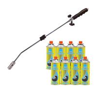 Weed Burner Butane Gas Blowtorch with 4 Gas Canisters Garden Weed Killer Torch with Adjustable Flame Outdoor Weed Wand for Moss Weeds Fungus BBQ