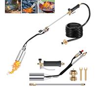 Weed Burner Long Arm Propane Torch Butane Torch with 9.8 Ft Hose Portable Flame Thrower for Weeding Barbecue Asphalt Snow Melting (Silvery)