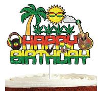 Weed Cake Topper for Adult Birthday Have a Dope Leaves 420 Theme Party Supplies Glitter Peace Love Reggae Music Hippie 70s 60s Cake Decorations