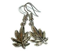 Weed Cannabis Marijuana Maple Leaf Earrings on Sterling Silver Hooks