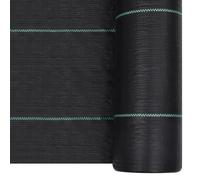 Weed Control Film Black 1 x 100 m Polypropylene Water Permeable and Tear-Resistant with Green Stripes as Ground Fabric for Garden Fleece, Mulch Fleece, Root Barrier and Drainage in the Rock Garden