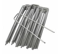 Weed Control Garden Pegs 6" /150mm Metal Galvanised Ground Weed Mat Stakes Staples Securing Lawn U Shaped Nail Pins (20)