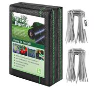Weed Control Membrane 3x10M - with 30 Garden Pegs Heavy Duty Weed Control Barrier Fabric Landscape Ground Cover Weed Suppressant Membrane for Vegetable Garden, Garden, Water Permeable Fabric