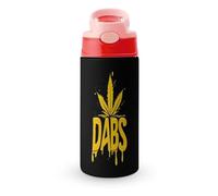 Weed Dabs Cute Water Bottle with Straw Lid Stainless Steel Drink Tumbler Insulated Flip Top Cups 350ml