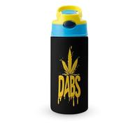 Weed Dabs Cute Water Bottle with Straw Lid Stainless Steel Drink Tumbler Insulated Flip Top Cups 350ml